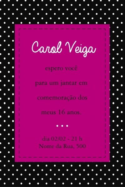 Convite bolinhas box rosa Convite bolinhas box rosa