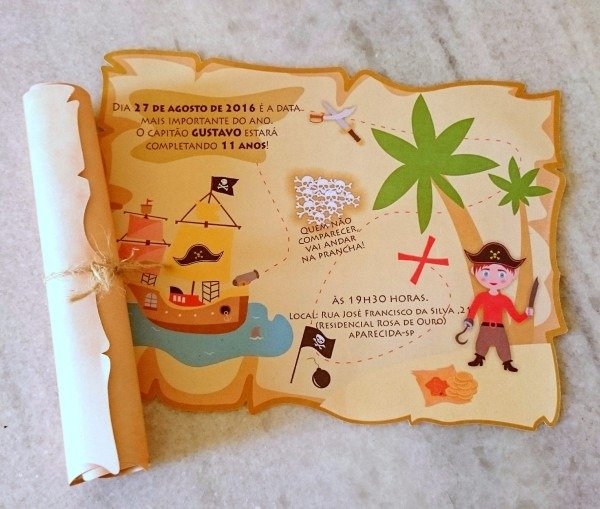 35 convites aniversÃ¡rio infantil pirata mapa p  enrolar