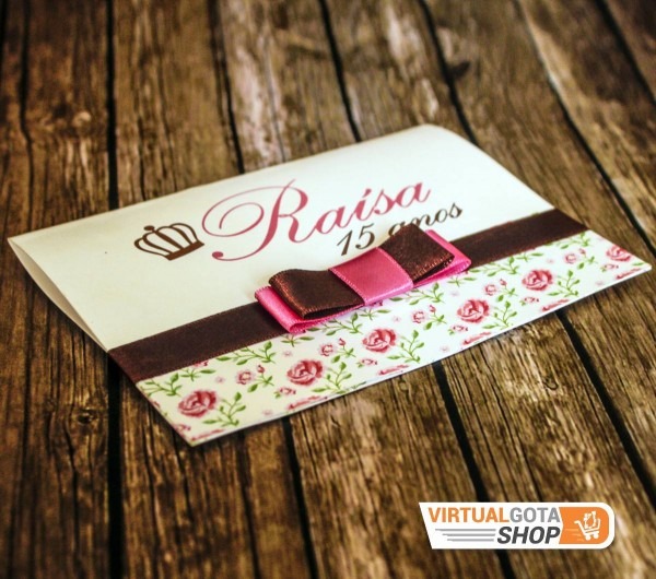 60 convites aniversÃ¡rio 15 anos com coroa floral rosa marrom