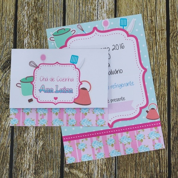 60 convites chÃ¡ de cozinha rosa barato chÃ¡ de panela simples