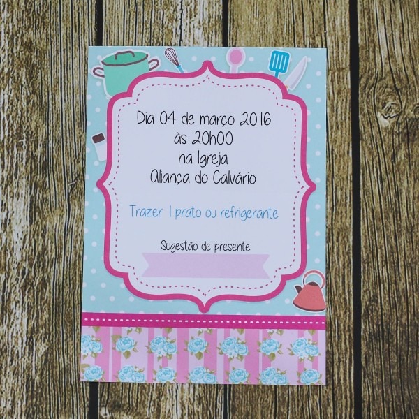 60 convites chÃ¡ de cozinha rosa barato chÃ¡ de panela simples