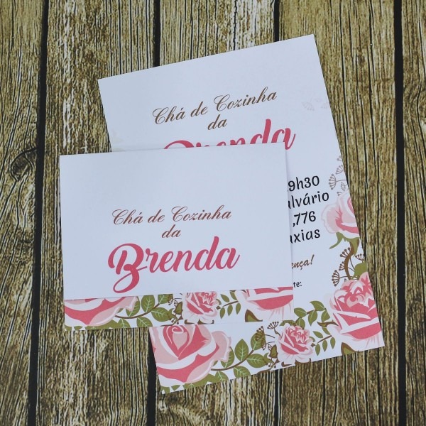 70 convites chÃ¡ de cozinha delicado floral simples barato