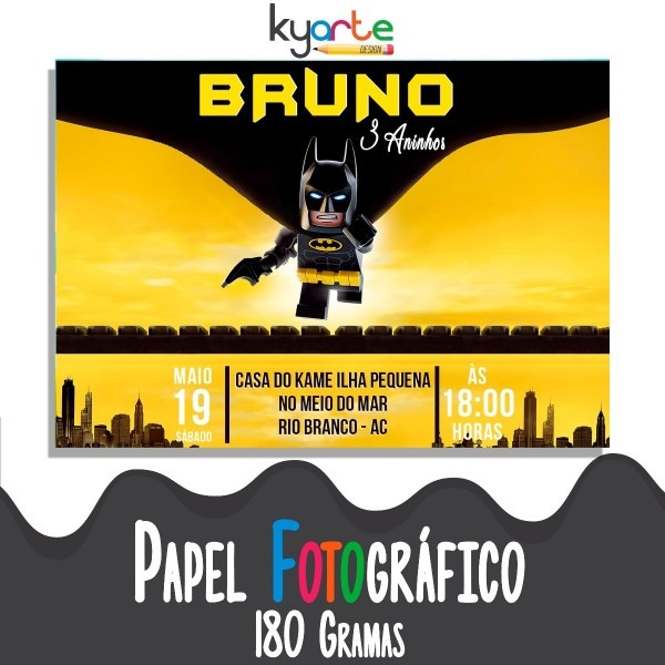 80 convites aniversÃ¡rio infantil batman lego frete grÃ¡tis