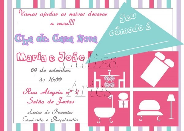 Arte digital convite chá casa nova no elo7 Arte digital convite chá casa nova no elo7