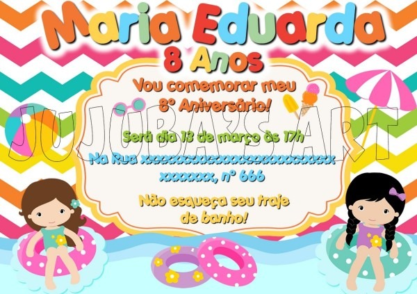 Arte digital convite festa na piscina pool party