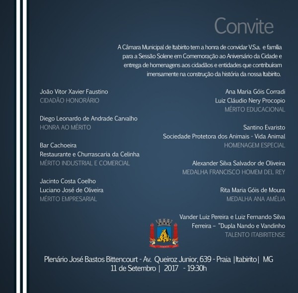 Câmara realizará sessão solene para entrega de honrarias â câmara Câmara realizará sessão solene para entrega de honrarias â câmara