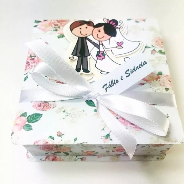 Caixa box convite padrinhos casamento p  2 bombons
