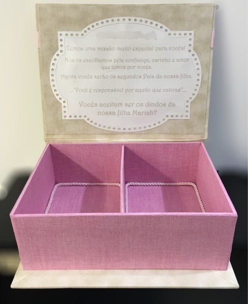 Caixa convite padrinhos batismo