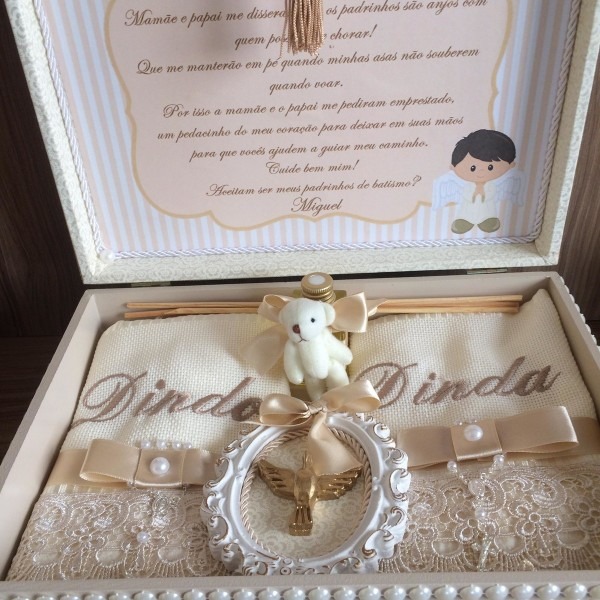 Caixa convite para padrinhos de batismo no elo7