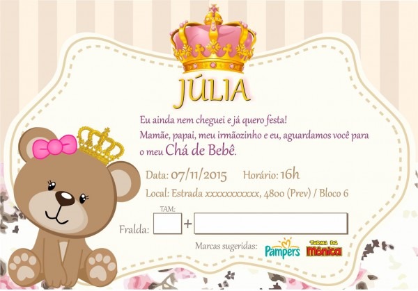 Convite de chá de bebê ( júlia ) Convite de chá de bebê ( júlia )