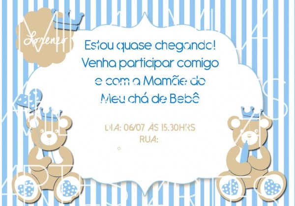 Convite ursinho Convite ursinho