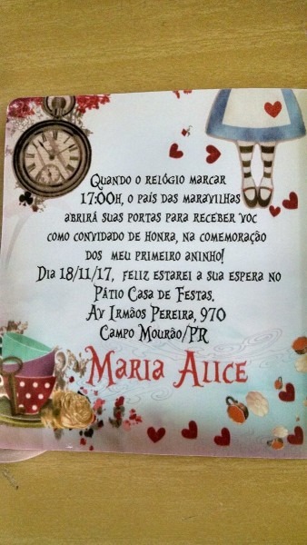 Convite alice no pais das maravilhas