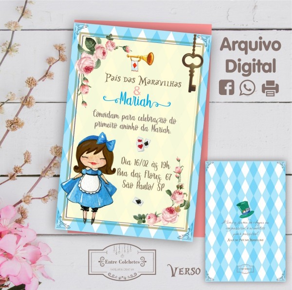 Convite alice no paÃ­s das maravilhas
