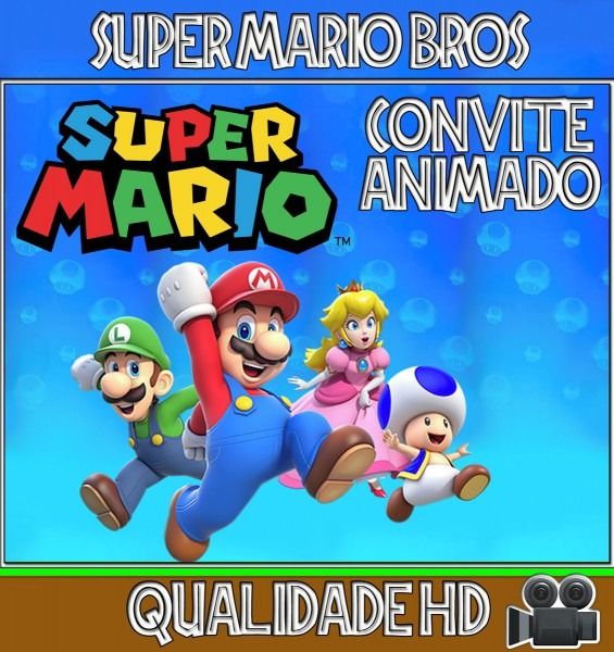 Convite animado (vÃdeo) para aniversÃ¡rio super mario bros no elo7