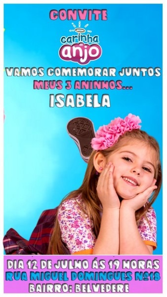 Convite aniversÃ¡rio animado carinha de anjo