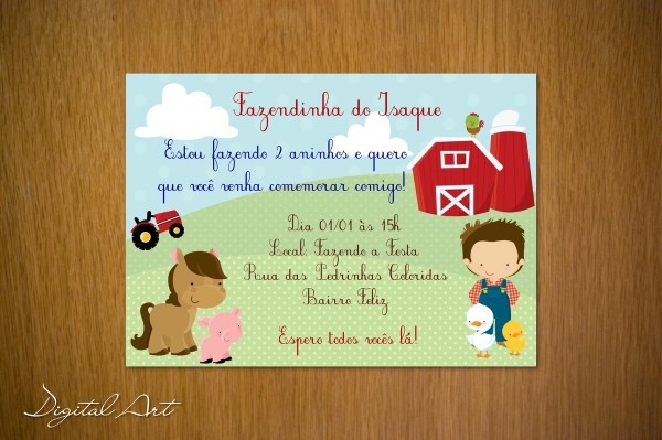 Convite aniversário fazendinha menino no elo7 Convite aniversário fazendinha menino no elo7