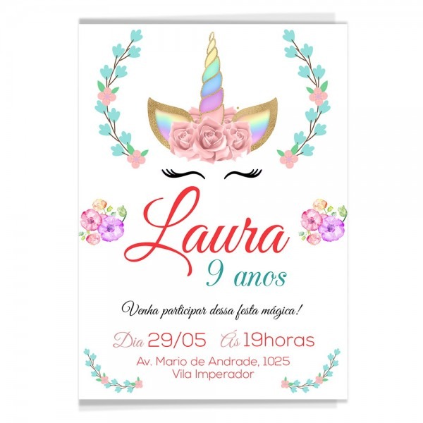 Convite aniversÃ¡rio infantil unicornio no elo7