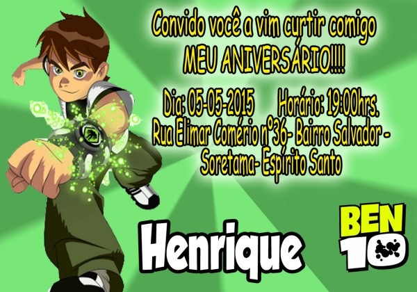 Convite ben10 no elo7 Convite ben10 no elo7