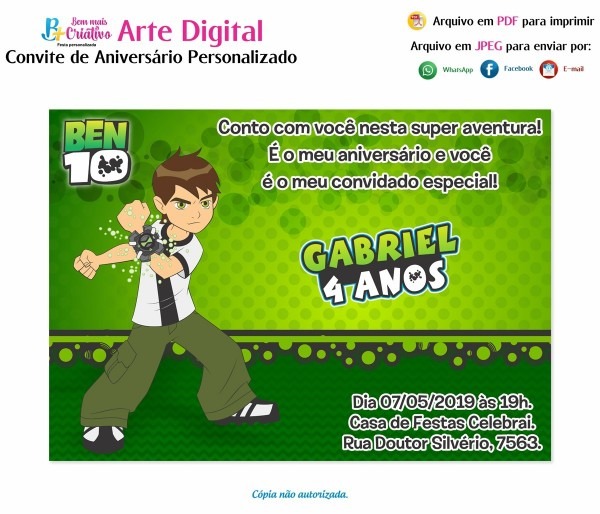 Convite ben 10 Convite ben 10