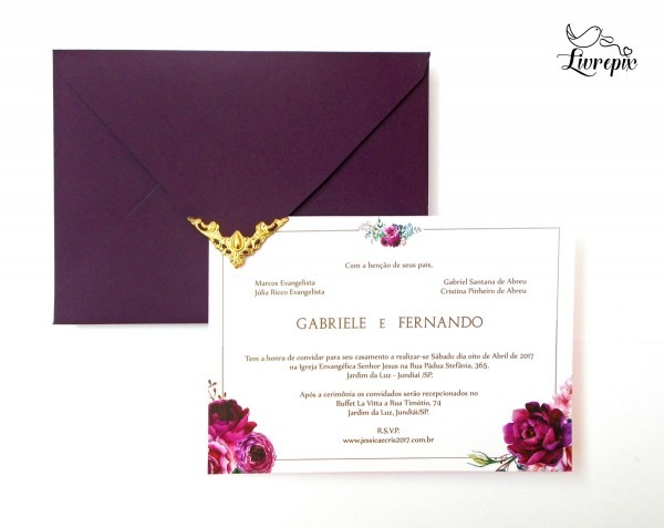 Convite de casamento com lacre