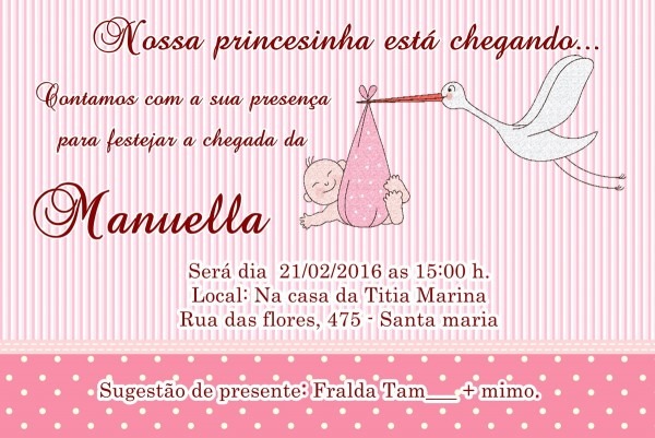 Convite chÃ¡ de bebe cegonha no elo7