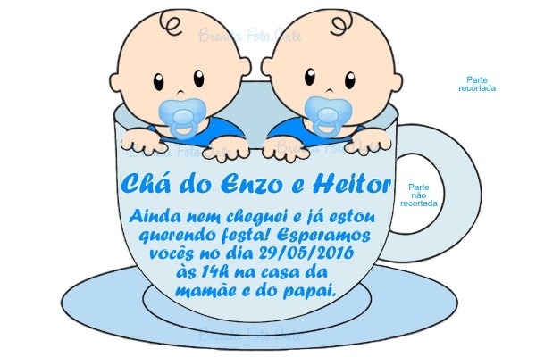Convite chá de bebê gêmeos na xÃcara no elo7 Convite chá de bebê gêmeos na xÃcara no elo7