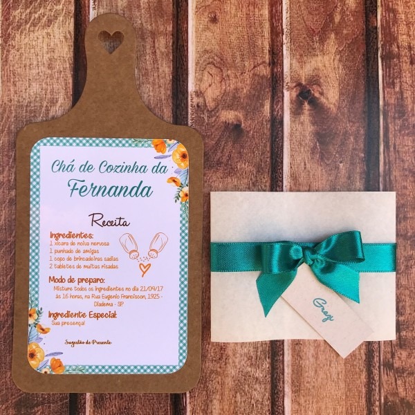 Convite chÃ¡ de cozinha tiffany tÃbua no elo7