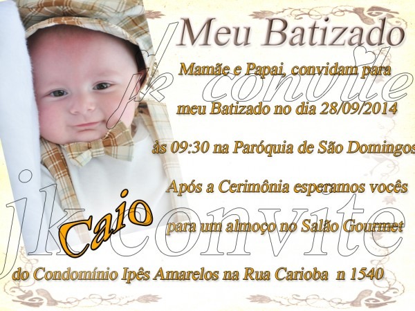 Convite de batizado no elo7 Convite de batizado no elo7