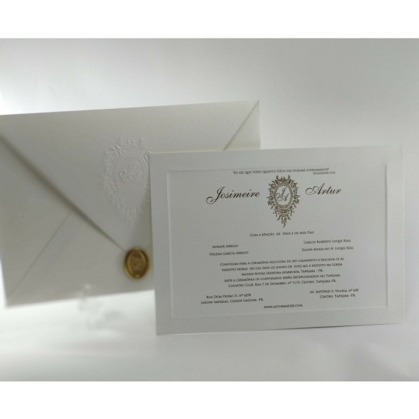 Convite de casamento clÃ¡ssico com lacre de cera luxo no elo7