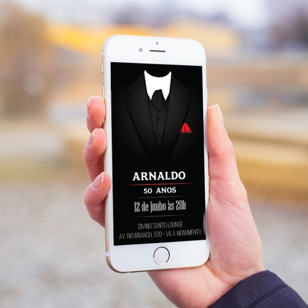 Convite digital aniversário adulto masculino terno pai mod4 Convite digital aniversário adulto masculino terno pai mod4