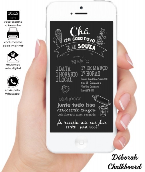 Convite digital chá de casa nova estilo chalkboard no elo7 Convite digital chá de casa nova estilo chalkboard no elo7