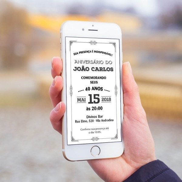 Convite digital masculino aniversário adulto mod5 Convite digital masculino aniversário adulto mod5