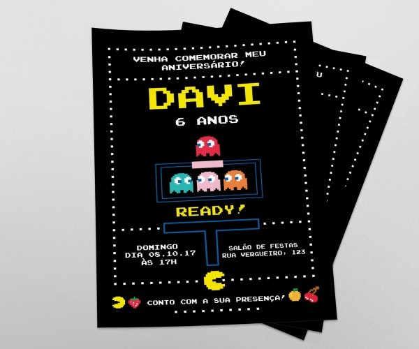 Convite digital pacman no elo7 Convite digital pacman no elo7
