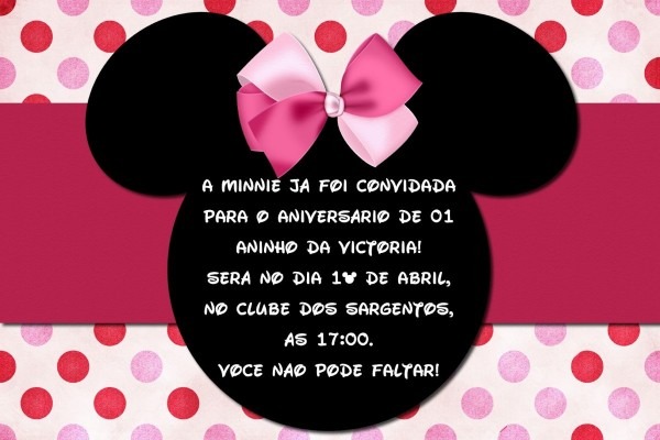 Convite festa minnie