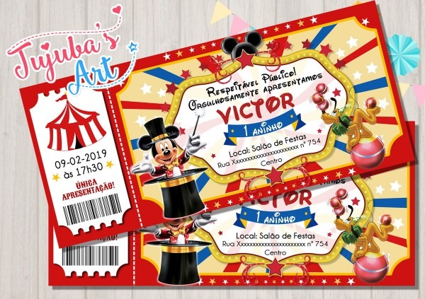 Convite ingresso circo do mickey no elo7 Convite ingresso circo do mickey no elo7