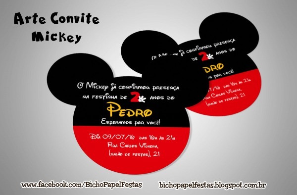 Bicho papel arte convite mickey Bicho papel arte convite mickey