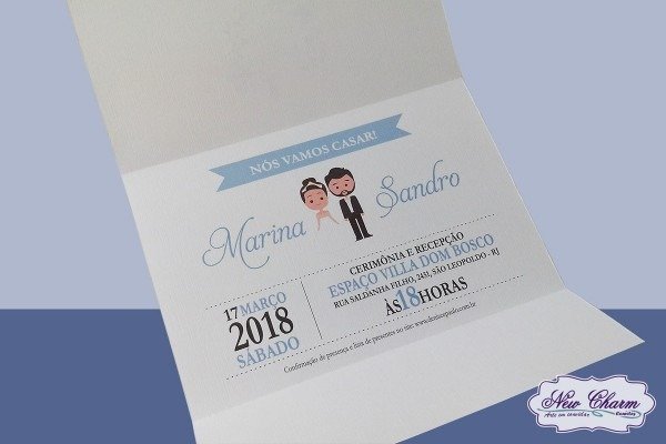 Convite para casamento azul serenity no elo7