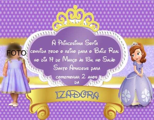 Convite personalizado princesinha sofia no elo7 Convite personalizado princesinha sofia no elo7