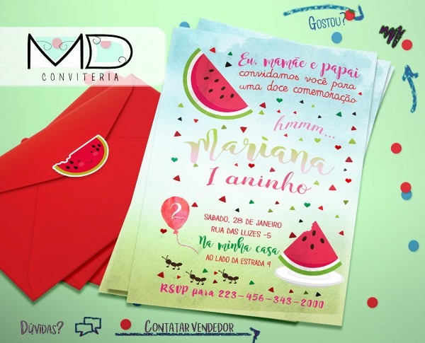 Convite festa picnic no elo7 Convite festa picnic no elo7