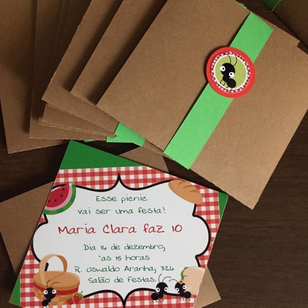 Convite picnic no elo7 Convite picnic no elo7