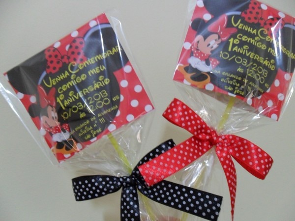 Convite pirulito minie no elo7 Convite pirulito minie no elo7