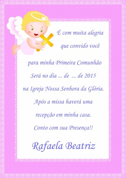 Convite primeira comunhÃ£o ou batizado no elo7
