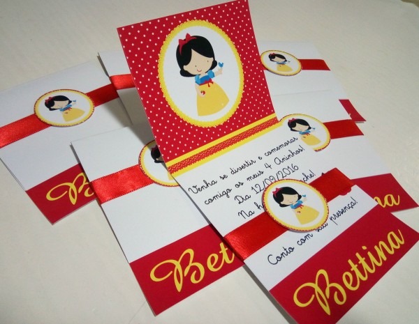 Convite branca de neve no elo7 Convite branca de neve no elo7