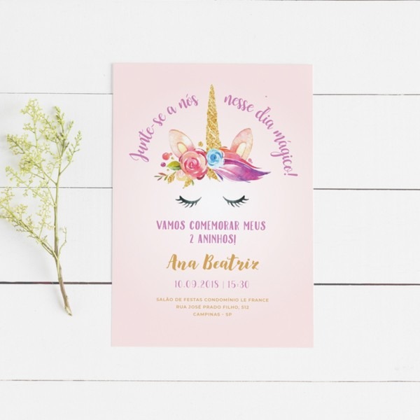 Convite digital unicÃ³rnio no elo7