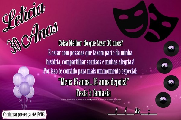 Convite virtual festa a fantasia no elo7 Convite virtual festa a fantasia no elo7