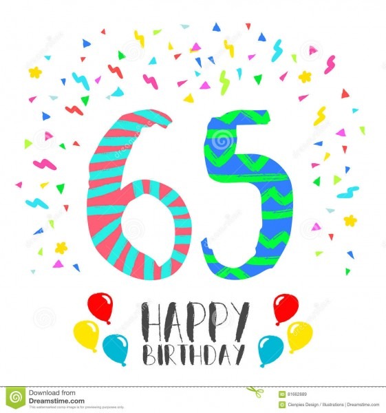 Feliz aniversario para o cartÃ£o do convite do partido de 65 anos