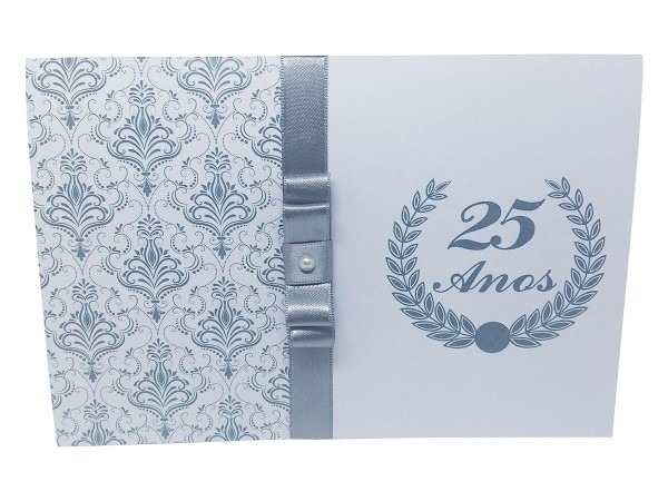 Kit 50 convites bodas de prata, brasÃ£o raminho, 25 anos