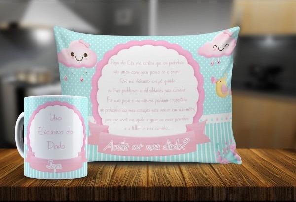 Kit batizado convite batismo 1 caneca dindo dindo dinda Kit batizado convite batismo 1 caneca dindo dindo dinda