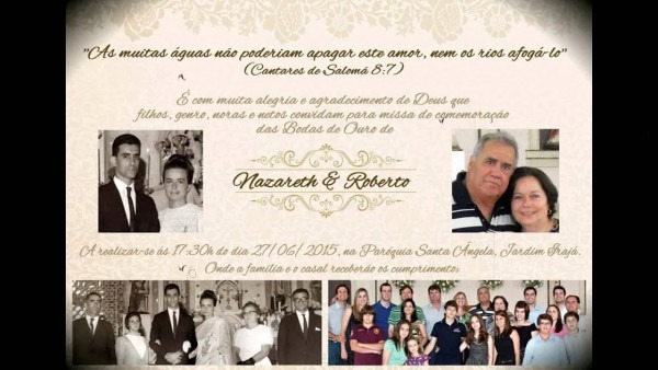 Convite bodas de ouro Convite bodas de ouro