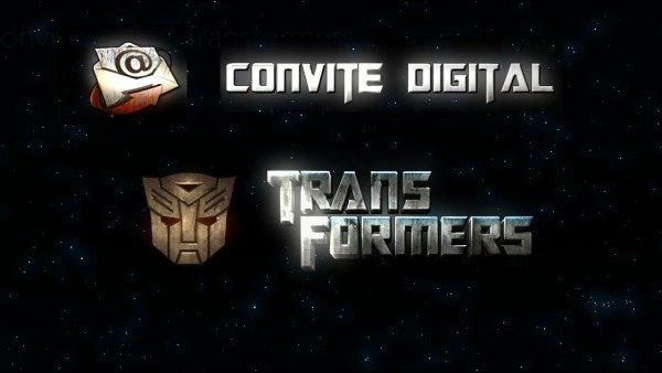 Modelo de convite digital com o tema transformers